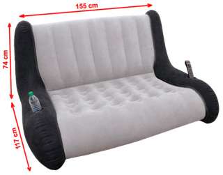 NEW INTEX DOUBLE SIZE INFLATABLE FLOCKED AIR SOFA CHAIR LOUNGE SEAT 