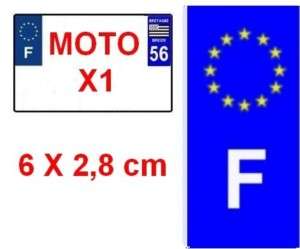   STICKER AUTOCOLLANT MOTO LOGO EUROPE + F POUR PLAQUE D IMMATRICULATION