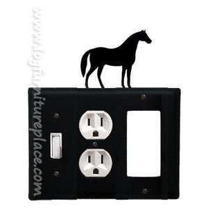    Wrought Iron Horse Triple Switch/Outlet/GFI Cover