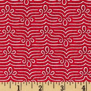  44 Wide Anna Griffin Flora Scroll Red Fabric By The Yard 