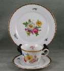 Kronester Bavaria Gold and Wildflower Teacup Trio EXC