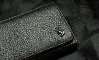 Black Genuine Leather Case Clip Luxmo Horizontal Pouch for Sprint HTC 