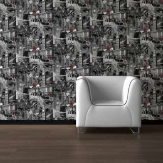 Modern Wallpaper on Designer Feature Wall Wallpapers Floral Flower Blue Black Silver Red
