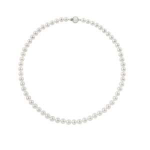   11mm 24 White Freshwater Pearl Necklace A 14K White Gold Ball Clasp