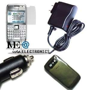   GRAY Crystal Soft CASE/Cove+AC CHARGER+CAR Charger+LCD for Nokia E71