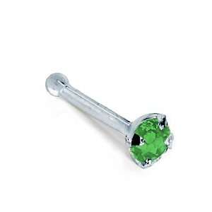   Emerald (May)   950 Platinum Nose Ring Bone / Stud  20 Gauge Jewelry