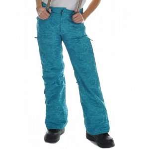 686 Acc Stiletto Insulated Snowboard Pants Turquoise Jacquard Womens 