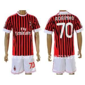 red black ac milan robinho #70 home 11 12 soccer football shirt jersey 