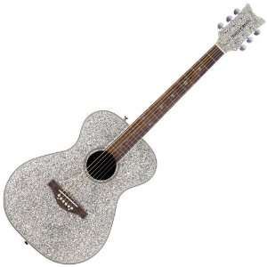  Daisy Rock Pixie Acoustic Guitar, Silver Sparkle Musical 