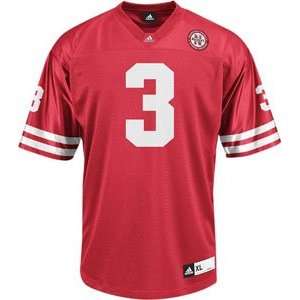  Nebraska #3 Adidas Replica Football Jersey (Red)   Medium 