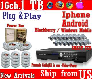 16 ch channel dvr home security camera system 19 LCD  