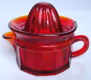 Amberina Red Color Glass Juicer with Juice Cup  