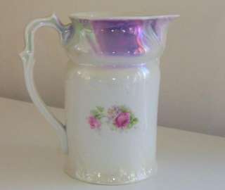 ANTIQUE PINK LUSTERWARE PITCHER ROSES GORGEOUS  