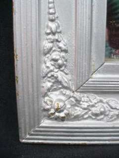 Antique Silver Wood Gesso Beveled Mirror Victorian  