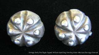 Vintage Early Mexican Sterling Silver Earrings Signed William 