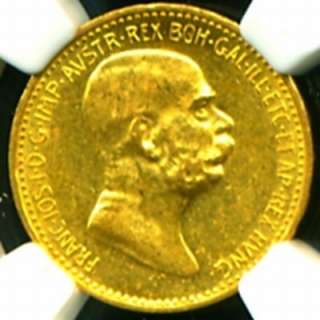 1909 AUSTRIA GOLD COIN 10 CORONA * VARIETY NGC CERTIFIED GENUINE 