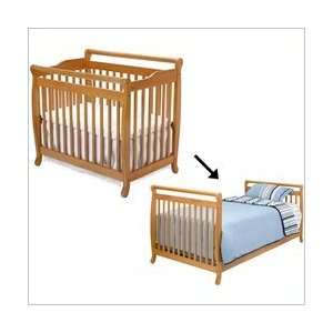   Emily Mini Wood Baby Crib Set w, Twin Size Bed Rail in Honey Oak Baby