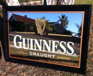 LARGE GUINNESS DRAUGHT BEER BACK BAR MIRROR PUB ADVERTISING SIGN big 