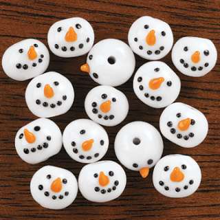 Lot of 50 Glass Snowman Beads Kids Christmas Crafts Jewelry 