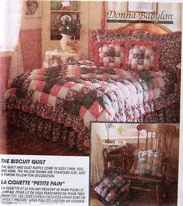   Biscuit bed quilt pattern PUFF pillow twin full KING dust ruffle