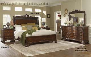   Bed Bedroom Set Cherry Finish Hardwood Furniture Master Bedroom  