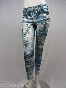 Bejeweled Leggings Susan Fixel Jeans Silver Chain M  