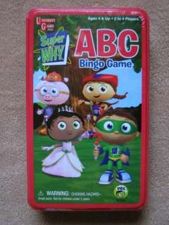 SUPER WHY ABC Bingo Card Learning Tin Game Set NEW  