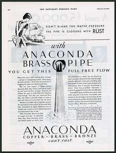 1930 AD Anaconda brass copper bronze pipes   