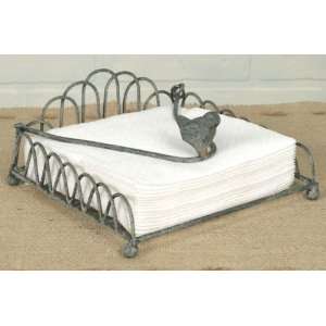  Curled Wire Napkin Holder with Bird   Barn Roof