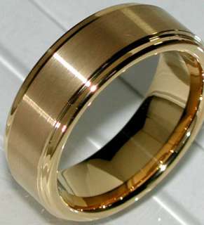 9mm MENS GOLD TUNGSTEN BRUSHED WEDDING BAND RING SZ 10  