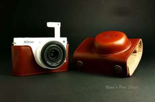 Handmade Vintage Full Real Leather Camera Case for Nikon J1(For 10mm 