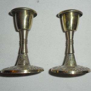 Pair of Brass Candlesticks Made in Israel, Holy Sabbath  