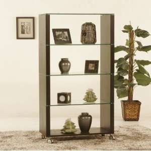    DM W223 61 Inch Castered Glass Shelf Bookcase