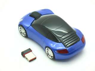 Car USB 2.4G 1600dpi 3D Optical Wireless Mouse Mice,BLue Color  