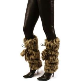  Faux Fur Fuzzy Leg Warmer Long Boot Shoe Cover Leopard 
