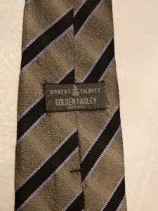 ROBERT TALBOTT Luxury Silk Neck Tie Hand Sewn USA Made Grey/Black/Blue 
