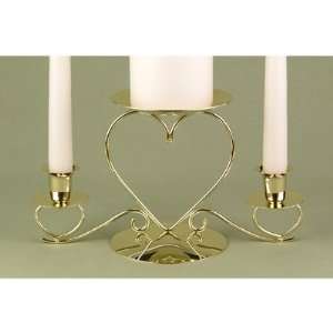  Brass Plated Triple Heart Candle Holder