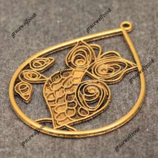 3pcs Vintage Gold Plated Owl Charms Jewelry Findings 50.18mm*37.83mm 