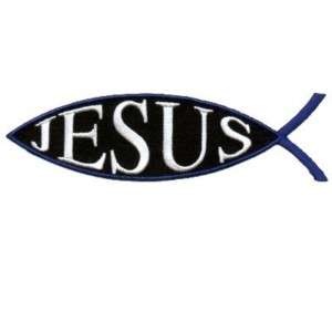Jesus Fish Blue Christian Embroidered Cool Biker Patch  