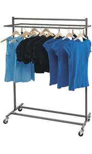   Raw Steel   Double Salesman w/ Casters Clothing / Garment Display Rack