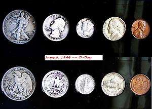 WWII Silver Coin Set ~ D Day June 6, 1944 ~ All 1944 D  
