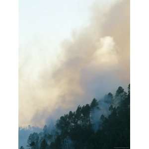 Forest Fire in Hills Above Lake Atitlan, Guatemala, Central America 