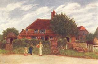 KATE GREENAWAY: Cottages, antique print, 1905  