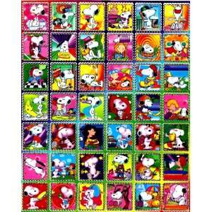   42 squares on Sticker Sheet C113 ~ Snoopy Charlie Brown Woodstock Lucy