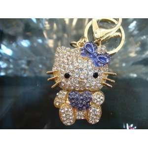 Hello Kitty Keychain Purse Charm Austrian Crystals 