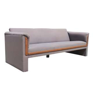 Mid Century Modern Sofa Couch with Walnut Trim  