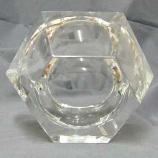 Vintage Heavy Faceted Clear Crystal Ashtray  