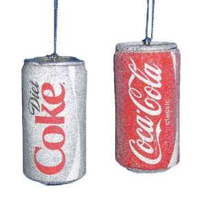  Set of 2 Coca Cola & Diet Coke Soda Pop Cans Christmas 