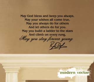 Bob Dylan Stay Forever Young Vinyl Wall Quote Decal  