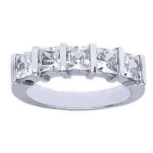  Womens 5 Stone Diamond Ring in Princess Cut Diamonds Bar 